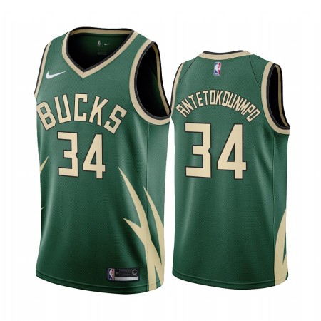 NBA Mænd Trøje Milwaukee Bucks Giannis Antetokounmpo 34 2020-21 Earned Edition Swingman NBA Mænd Trøje Milwaukee Bucks Giannis Antetokounmpo 34 2020-21 Earned Edition Swingman